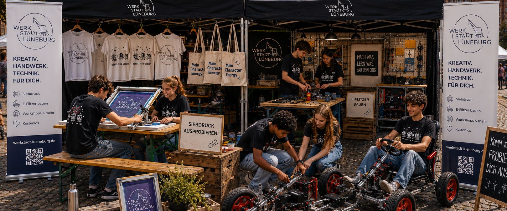 WerkStadt Lüneburg erleben: Siebdruck ausprobieren, E-Flitzer bauen & fahren